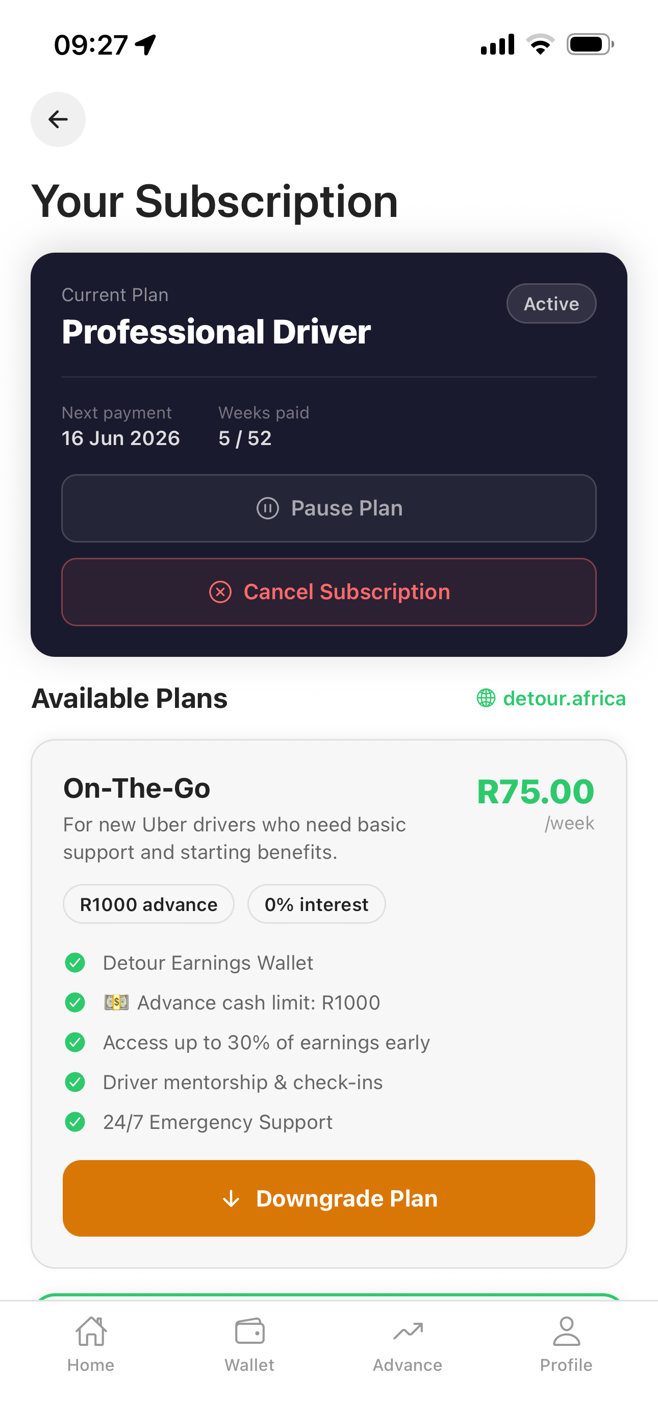 Detour subscription plans